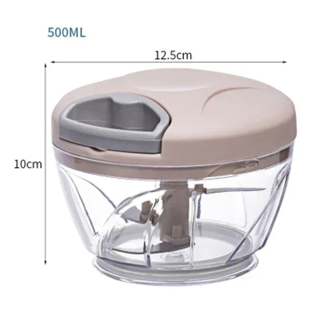 500/900ml Manual Garlic Chopper - Hand-Crank Vegetable Slicer, Fruit Crusher, Kitchen Gadget &amp; Meat Grinder