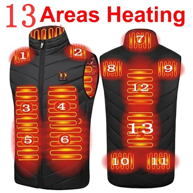 17/13/9 Areas Heated Vest for Men and Women - USB Electric Heating Jacket, Bodywarmer Down Vest for Winter