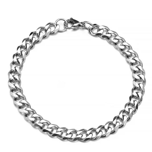 Fashion Stainless Steel Curb Cuban Chain Bracelet - Unisex Wrist Jewelry for Men and Women, Gift for Couples and Parties