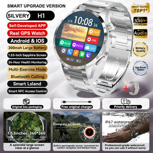 Speciaal voor Scenteck deze mooie HUAWEI Smart Horloges met IOS Outdoor Sport GPS 1,53 inch HD AMOLED Scherm IP68 Waterdichte Bluetooth Oproep NFC Smartwatch 2024