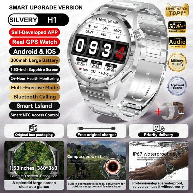 Speciaal voor Scenteck deze mooie HUAWEI Smart Horloges met IOS Outdoor Sport GPS 1,53 inch HD AMOLED Scherm IP68 Waterdichte Bluetooth Oproep NFC Smartwatch 2024