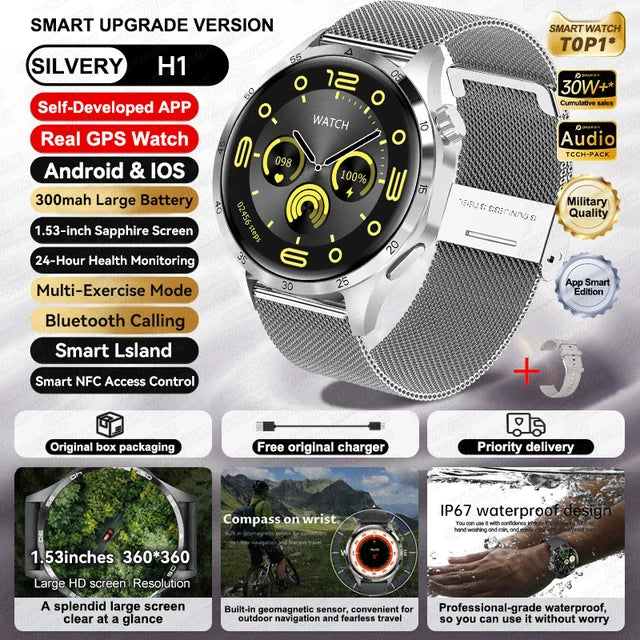 Speciaal voor Scenteck deze mooie HUAWEI Smart Horloges met IOS Outdoor Sport GPS 1,53 inch HD AMOLED Scherm IP68 Waterdichte Bluetooth Oproep NFC Smartwatch 2024