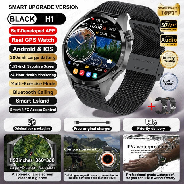 Speciaal voor Scenteck deze mooie HUAWEI Smart Horloges met IOS Outdoor Sport GPS 1,53 inch HD AMOLED Scherm IP68 Waterdichte Bluetooth Oproep NFC Smartwatch 2024