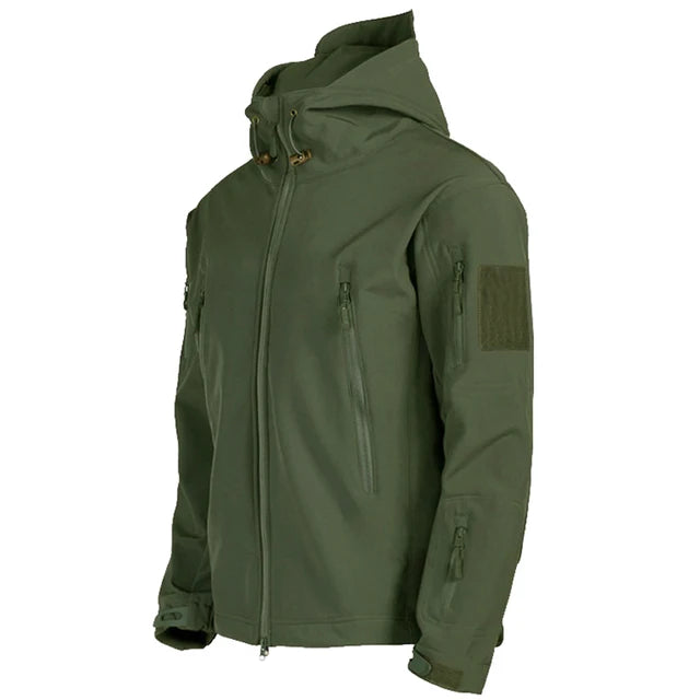 Scenteck stoere heren jas . Militaire Shark Skin Soft Shell. Winddichte Waterdichte jas met capuchon