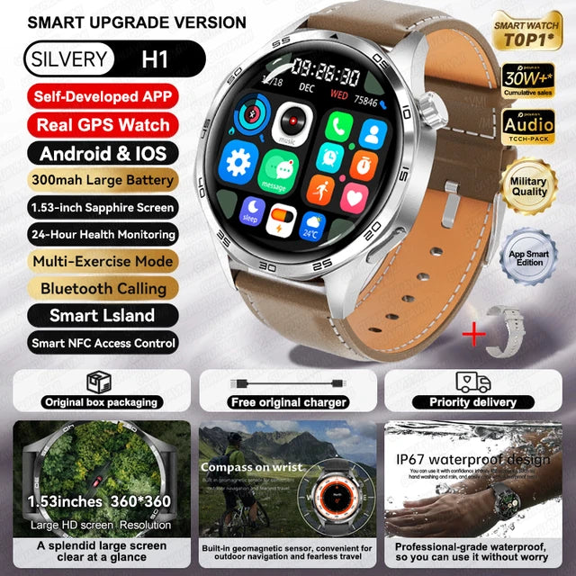 Speciaal voor Scenteck deze mooie HUAWEI Smart Horloges met IOS Outdoor Sport GPS 1,53 inch HD AMOLED Scherm IP68 Waterdichte Bluetooth Oproep NFC Smartwatch 2024