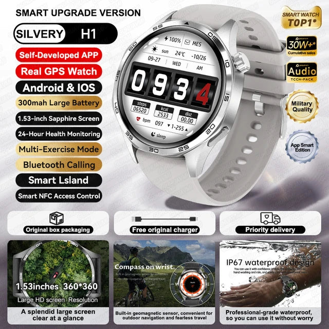 Speciaal voor Scenteck deze mooie HUAWEI Smart Horloges met IOS Outdoor Sport GPS 1,53 inch HD AMOLED Scherm IP68 Waterdichte Bluetooth Oproep NFC Smartwatch 2024