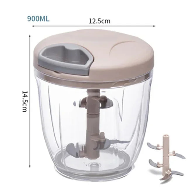 500/900ml Manual Garlic Chopper - Hand-Crank Vegetable Slicer, Fruit Crusher, Kitchen Gadget &amp; Meat Grinder