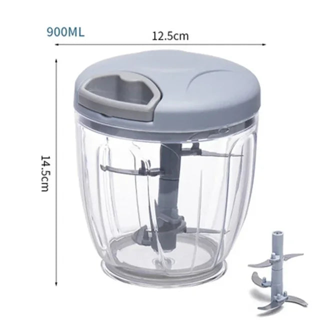 500/900ml Manual Garlic Chopper - Hand-Crank Vegetable Slicer, Fruit Crusher, Kitchen Gadget &amp; Meat Grinder